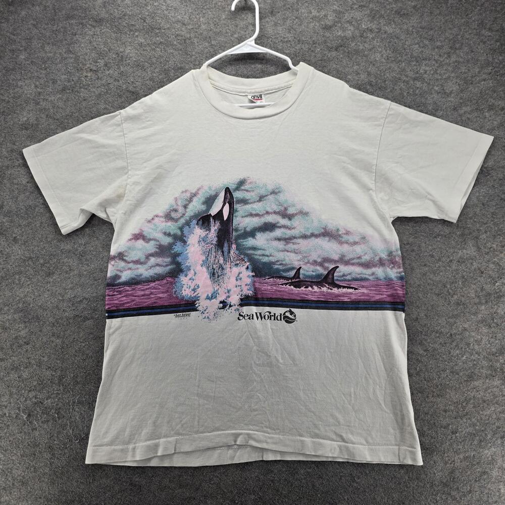 Vintage SeaWorld Shirt Mens XL White Whale Orca Graphic Tee 1988 Made In USA